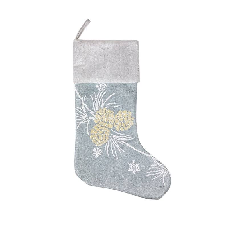 Winter Pine Cone Christmas Stocking, 20-Inch
