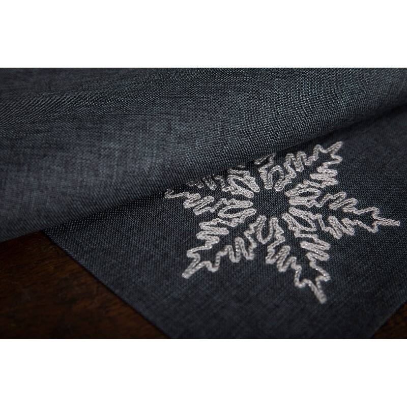 Glisten Snowflake Embroidered Christmas Napkins, 20 by 20-Inch, Set of 4, Grey