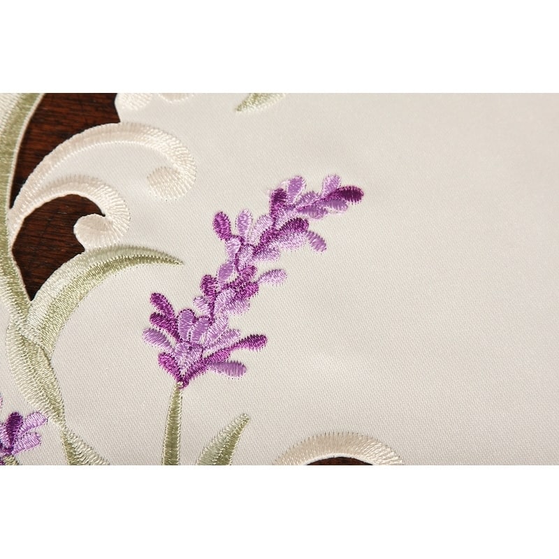 Lavender Lace Embroidered Cutwork Placemats, 13 by 19-Inch, Set of 4, Ivory