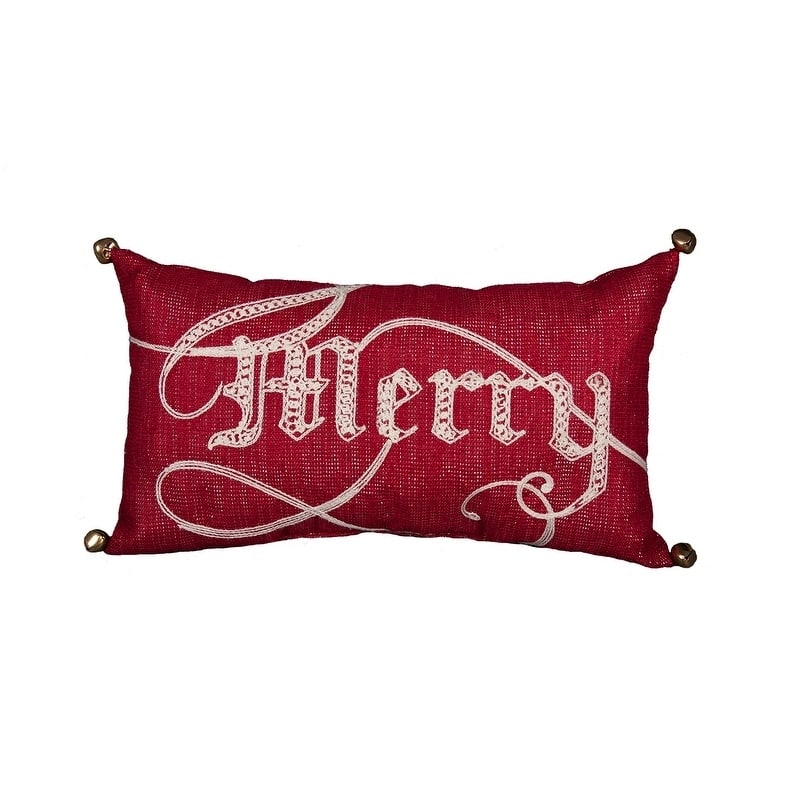 Merry Christmas Pillow, 8 by 14-Inch