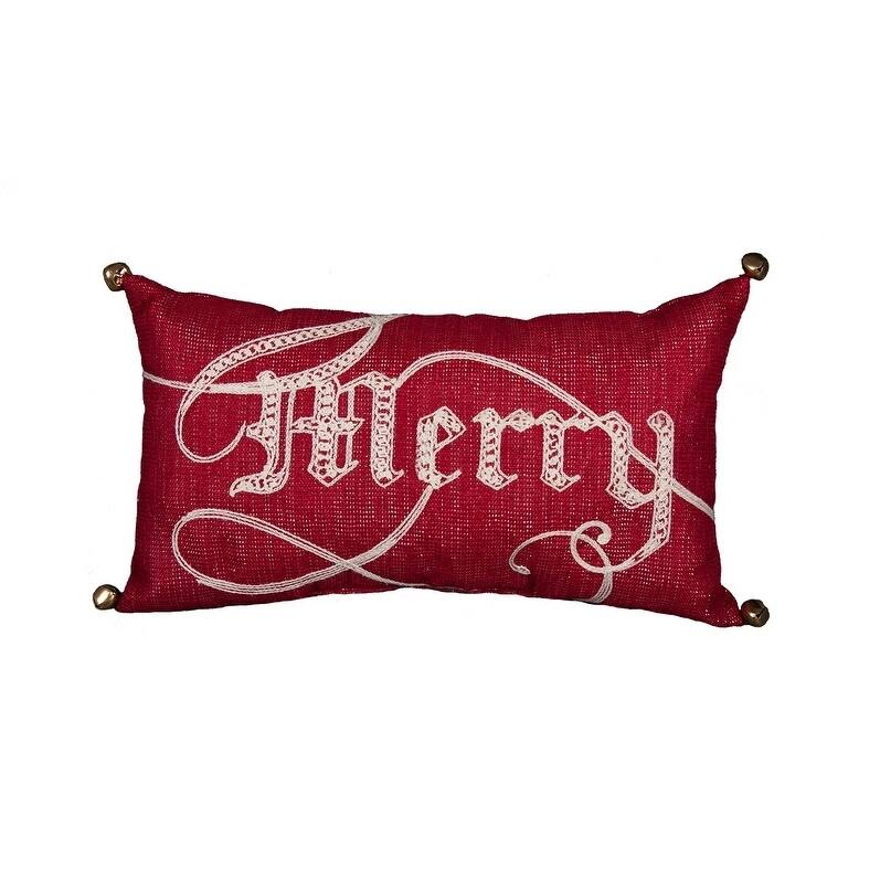 Merry Christmas Pillow, 8 by 14-Inch