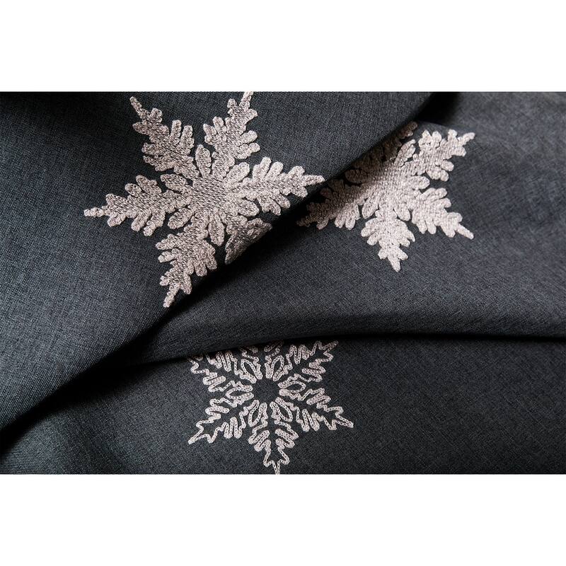 Glisten Snowflake Embroidered Christmas Tree Skirt, 56-Inch Round, Grey