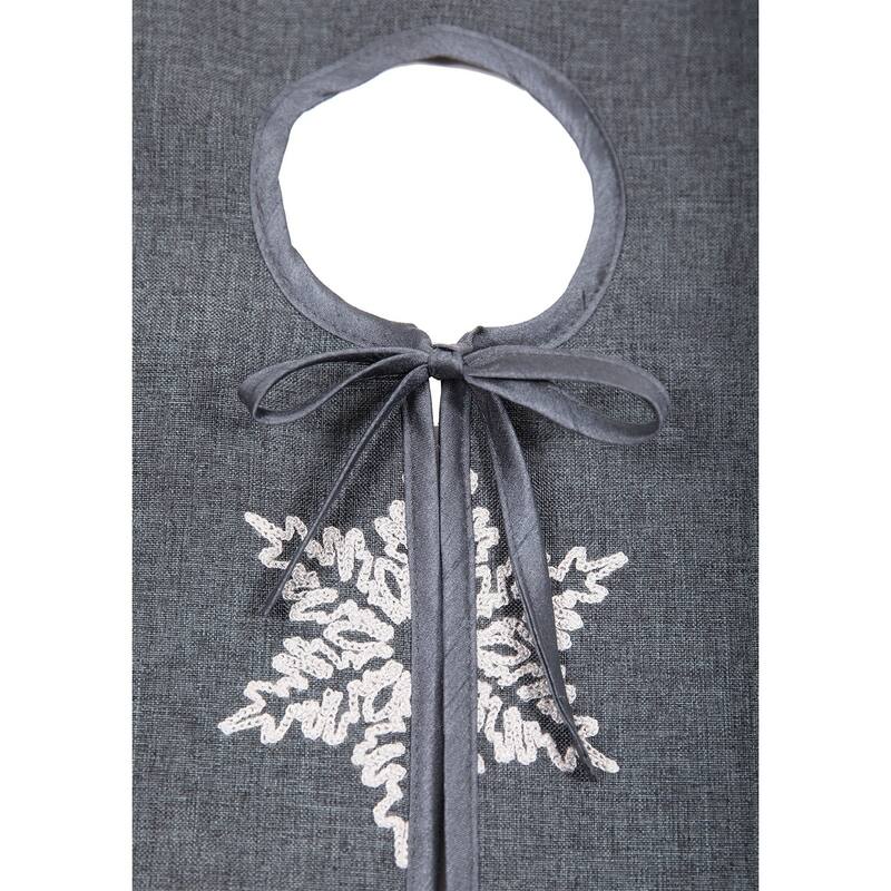 Glisten Snowflake Embroidered Christmas Tree Skirt, 56-Inch Round, Grey - Grey