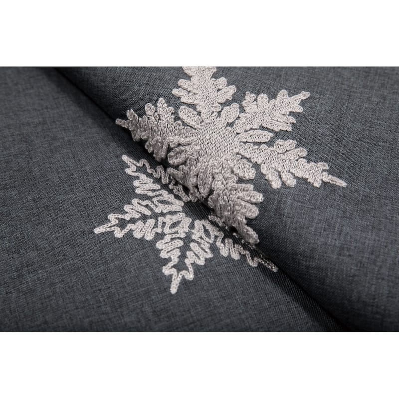 Glisten Snowflake Embroidered Christmas Placemats, 14 by 20-Inch, Set of 4, Grey
