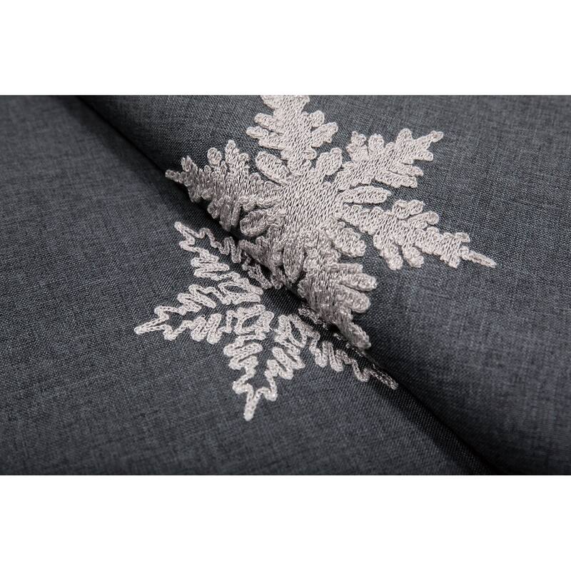 Glisten Snowflake Embroidered Christmas Round Placemats, 16-Inch Round, Set of 4, Grey