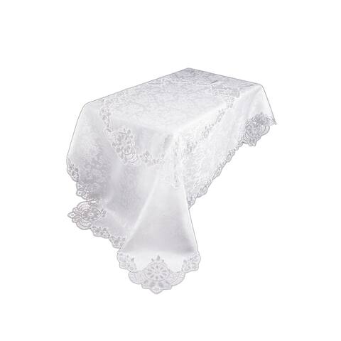 Antebella Lace Embroidered Cutwork Tablecloth, 60 by 84-Inch, White