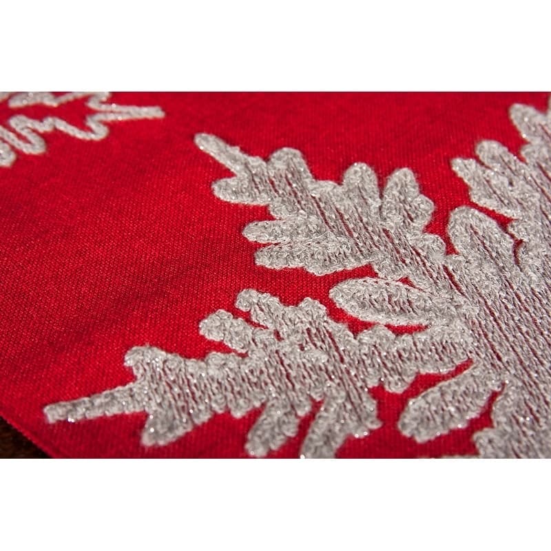 Glisten Snowflake Embroidered Christmas Placemats, 14 by 20-Inch, Set of 4, Red
