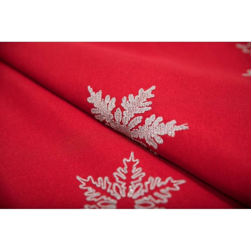 Glisten Snowflake Embroidered Christmas Tablecloth, 70 by 120-Inch, Red - N/A
