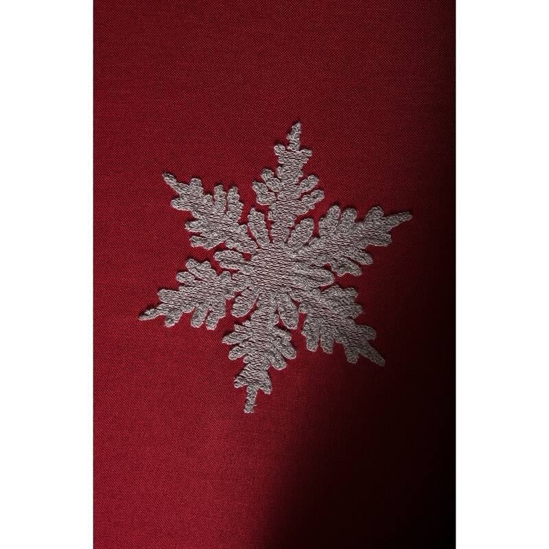 Glisten Snowflake Embroidered Christmas Tablecloth, 70 by 120-Inch, Red