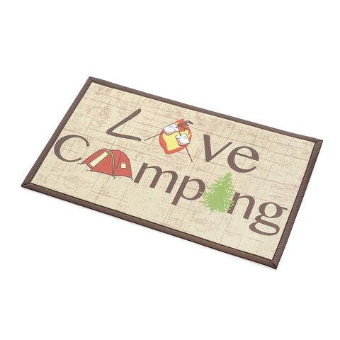 Stephan Roberts Recycled Rubber Door Mat, 18" x 30", Love Camping