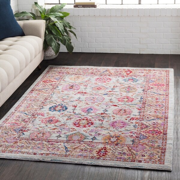 Classic Vintage Oriental Ivory Area Rug - 3'11" x 5'11"