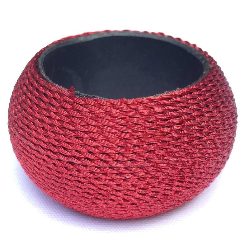 Cord Wrapped Plastic Napkin Rings,Set of 4,Red