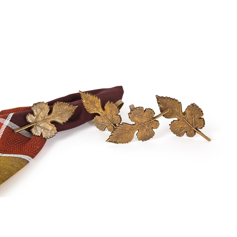 Autumn Leaf Brass Metal Fall Napkin Rings,Set of 4 Tan eBay