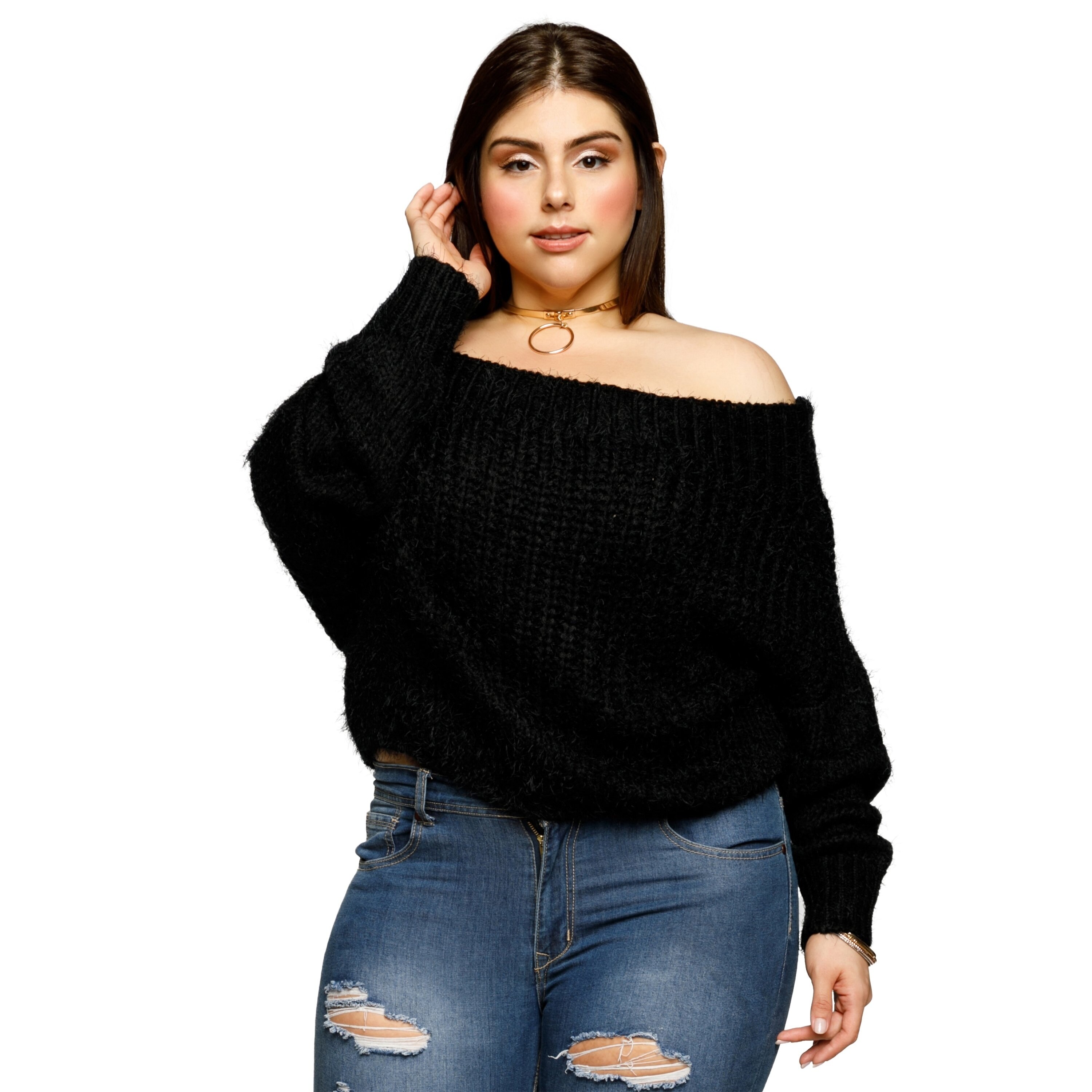 fuzzy crop top sweater