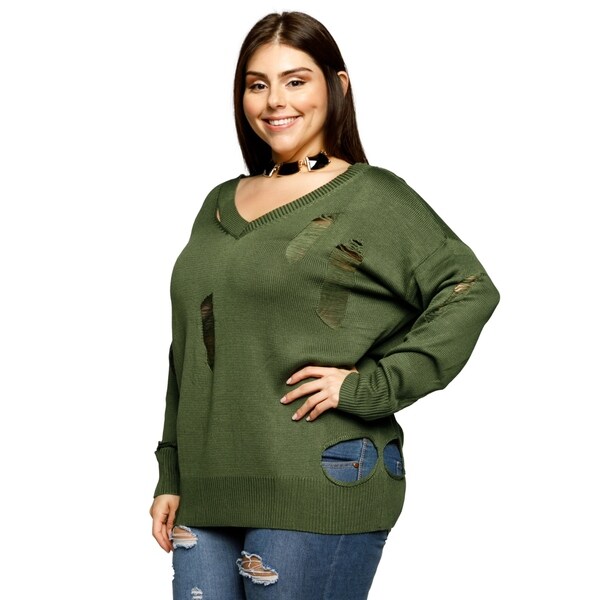 Distressed sweaters plus size Clearance