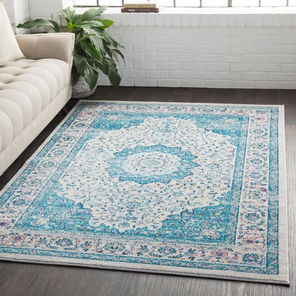 Shop Medallion Contemporary Oriental Blue Runner Rug - 2'7" x 7'6