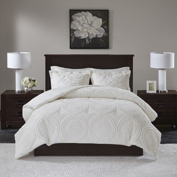Madison Park Nova Ivory Embroidered Medallion Ultra Plush Comforter 3-Piece Set