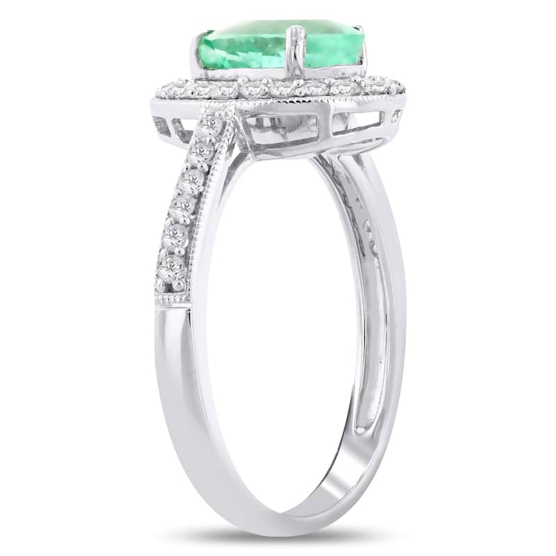 Auriya 14k White Gold 1 1/5ct Emerald and 1/3ct TDW Diamond Ring