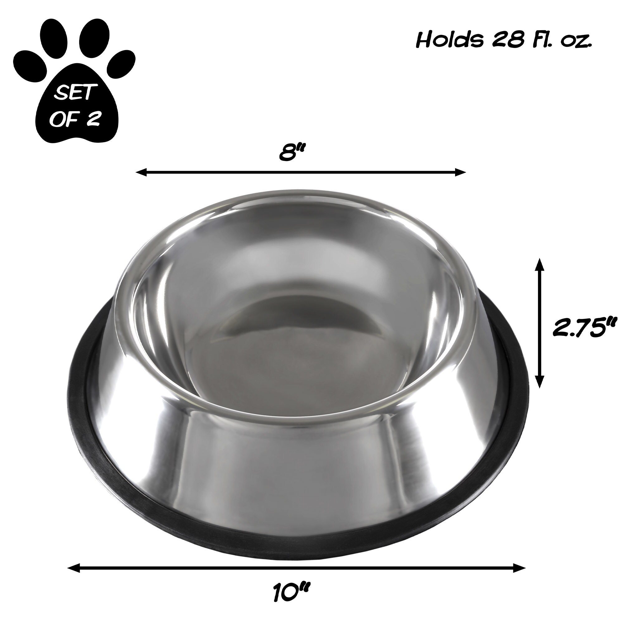 stainless steel dog bowl rubber bottom