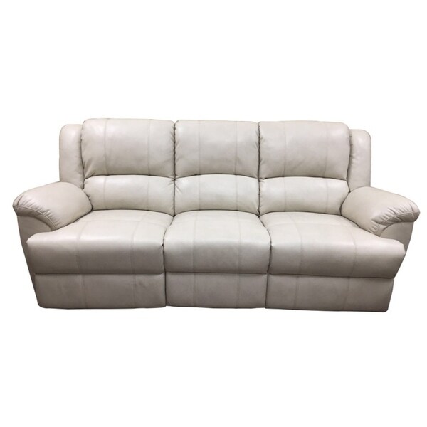 Shop Oakes Faux Leather Ivory Sofa Free Shipping Today Overstock