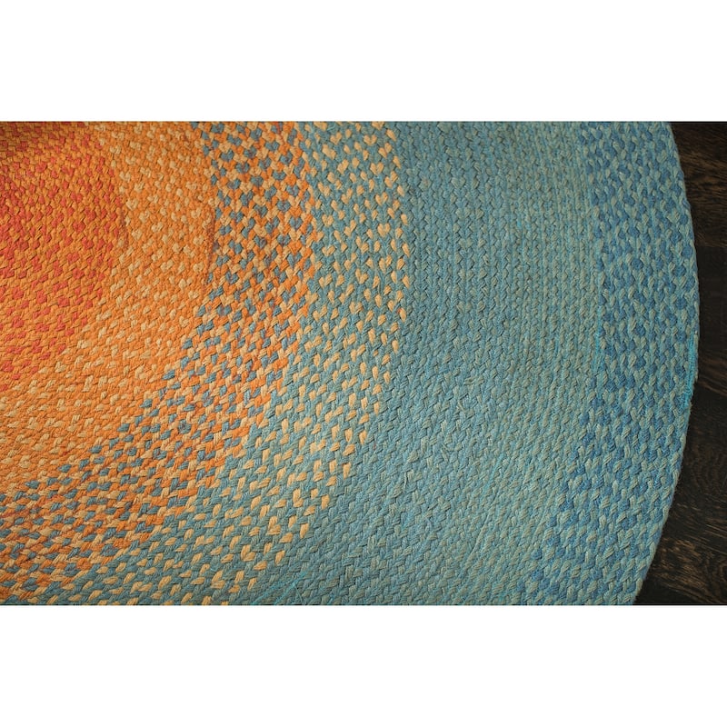 Jani Sunburst Round Braided Jute Multicolor Rug