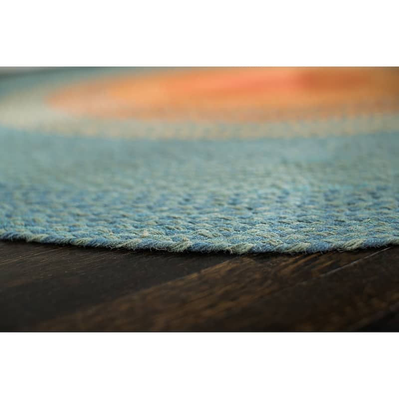 Jani Sunburst Round Braided Jute Multicolor Rug