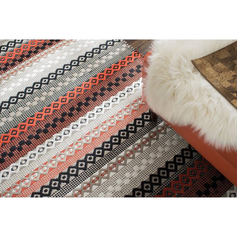 Jani Hilda Cotton Red/Black Flatweave Rug