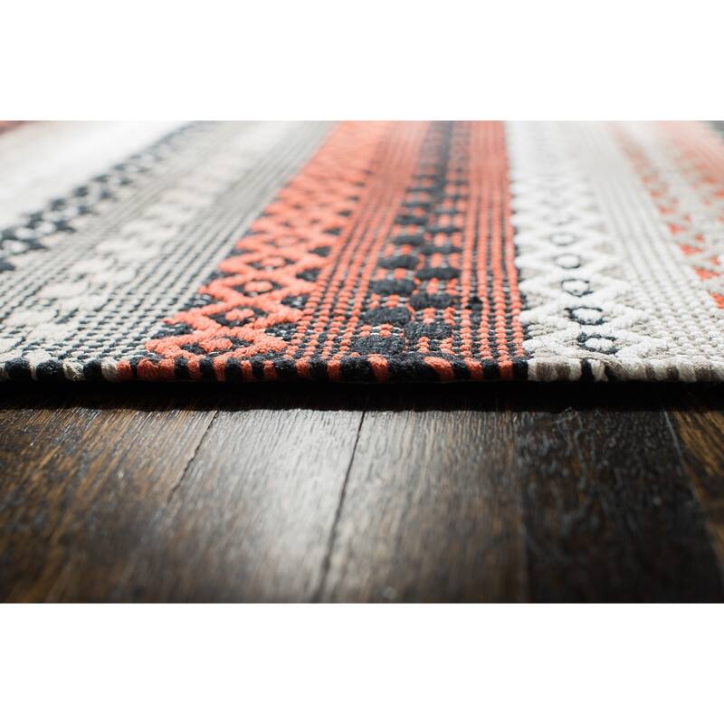 Jani Hilda Cotton Red/Black Flatweave Rug