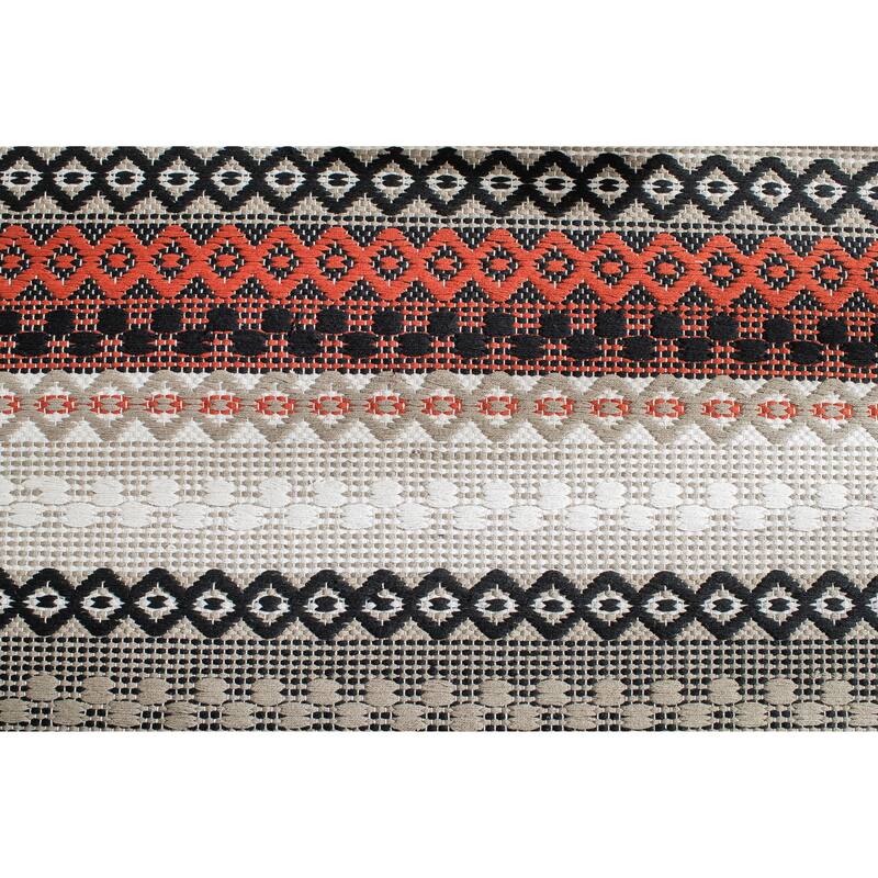 Jani Hilda Cotton Red/Black Flatweave Rug