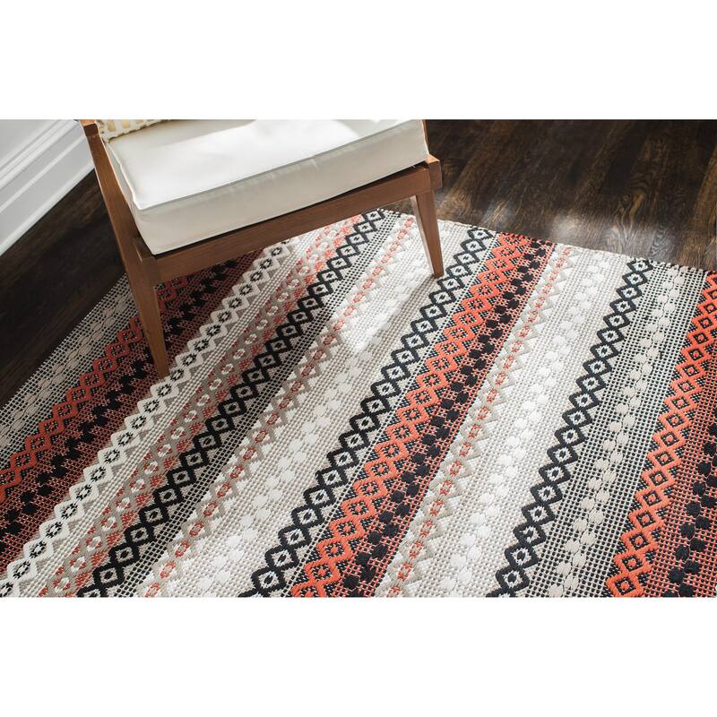 Jani Hilda Cotton Red/Black Flatweave Rug