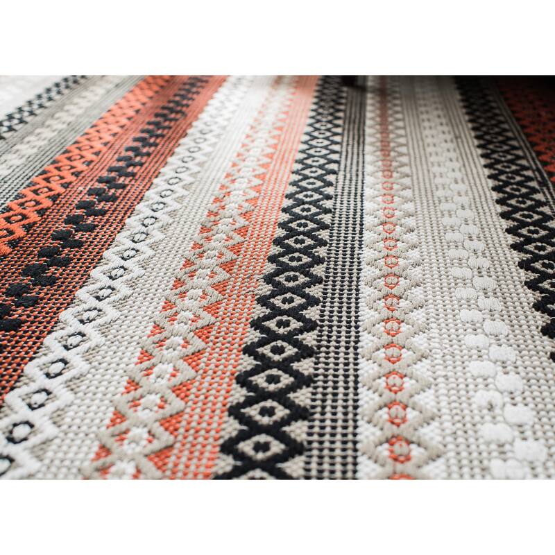 Jani Hilda Cotton Red/Black Flatweave Rug