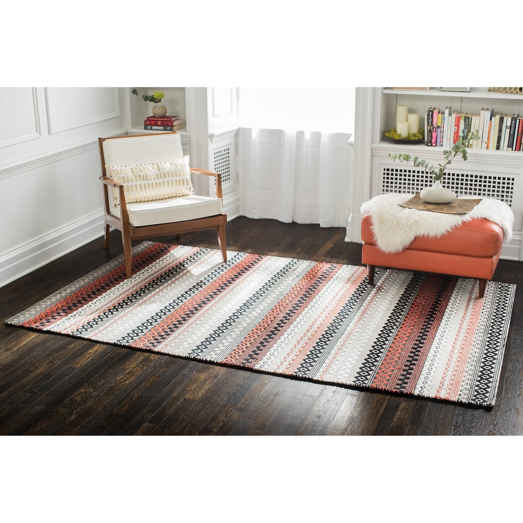 Jani Hilda Cotton Red/Black Flatweave Rug