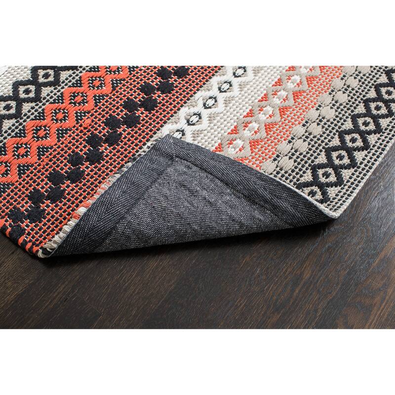 Jani Hilda Cotton Red/Black Flatweave Rug