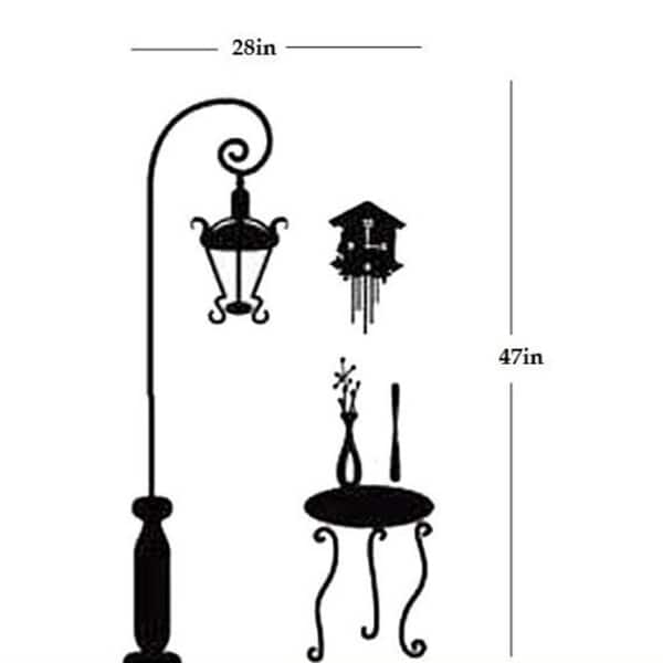 Street Lamp Post Clock Table City Wall Art Mural Decor Wall Sticker