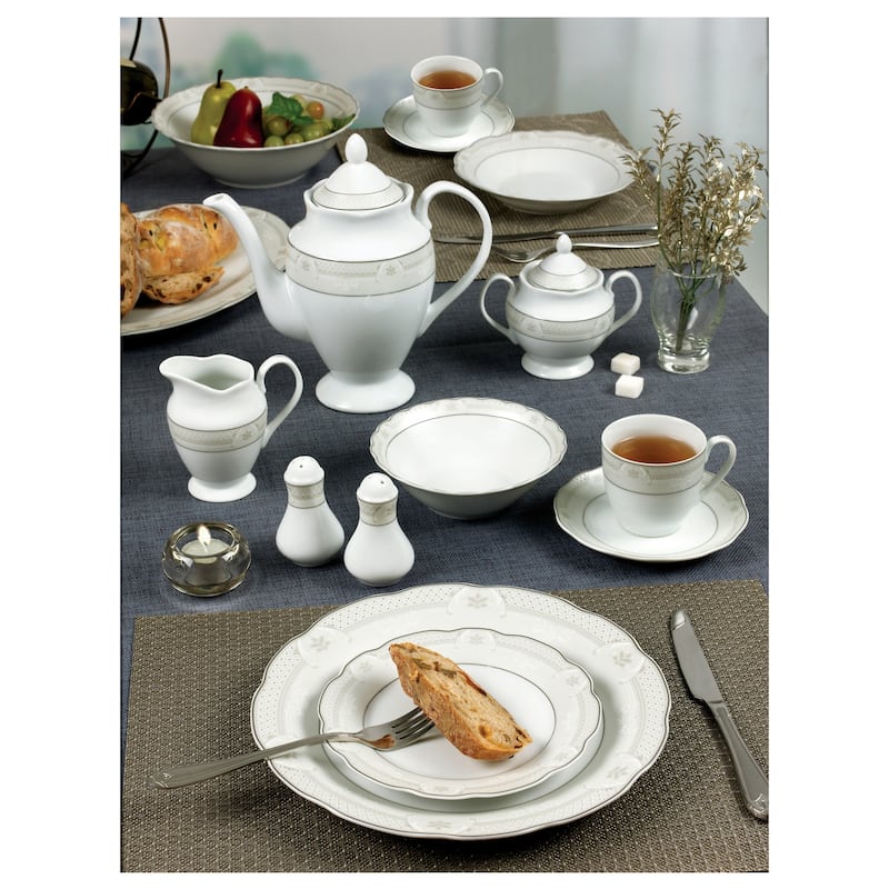 57 Piece Wavy Dinnerware Set-Porcelain China Service for 8 People-Atara