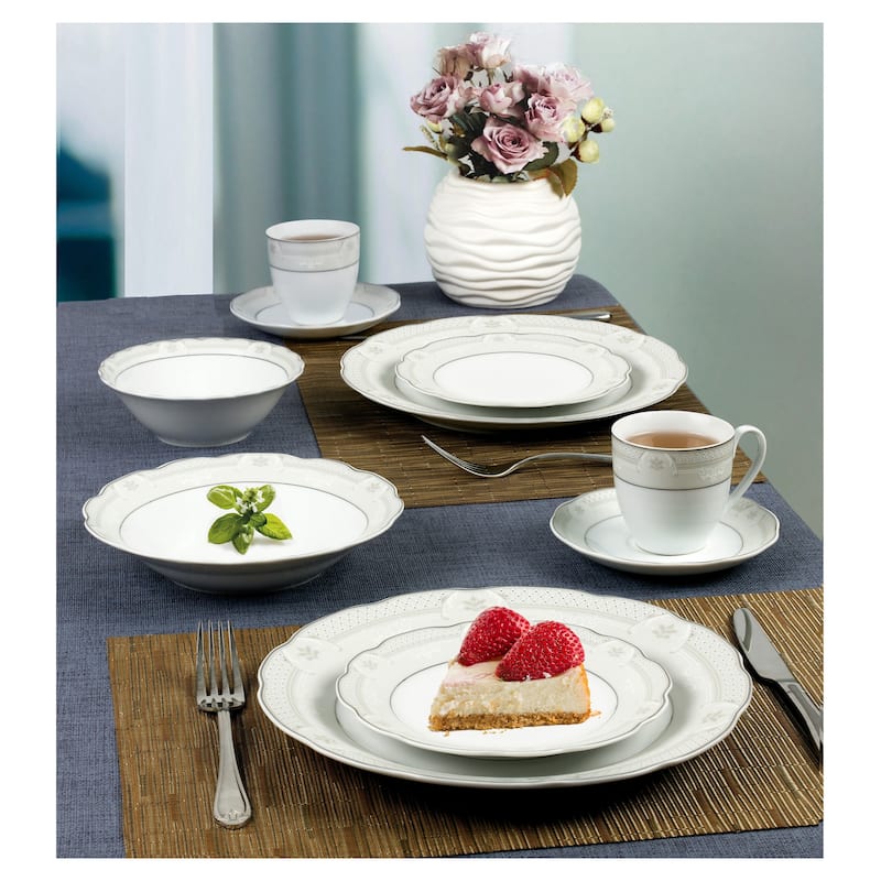 57 Piece Wavy Dinnerware Set-Porcelain China Service for 8 People-Atara