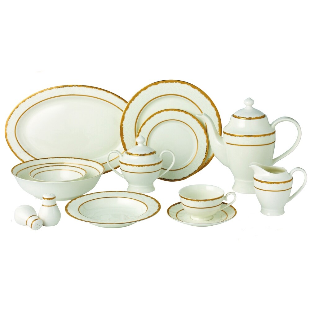 Lorren Home Trends Chloe-4 Cups and Saucers,Gold, Size: Set of 4