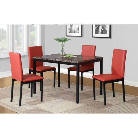 Roundhill Furniture Citico Metal Faux Marble Top 5-piece Dinette Set