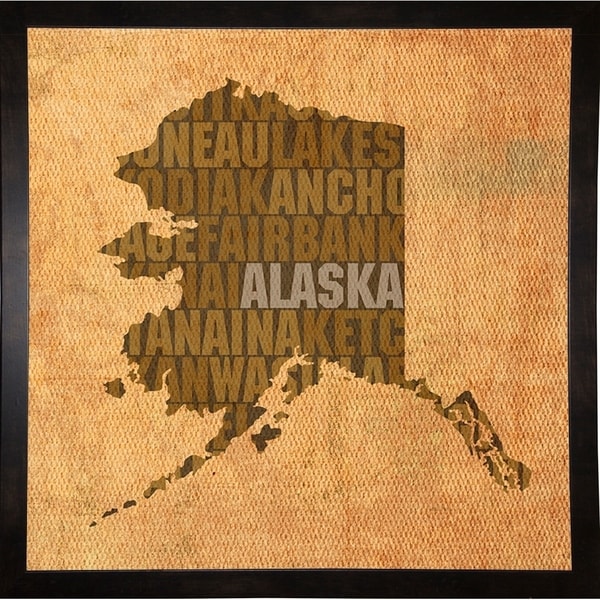 Alaska State Words Framed Print 11.75"x11.75" by David Bowman