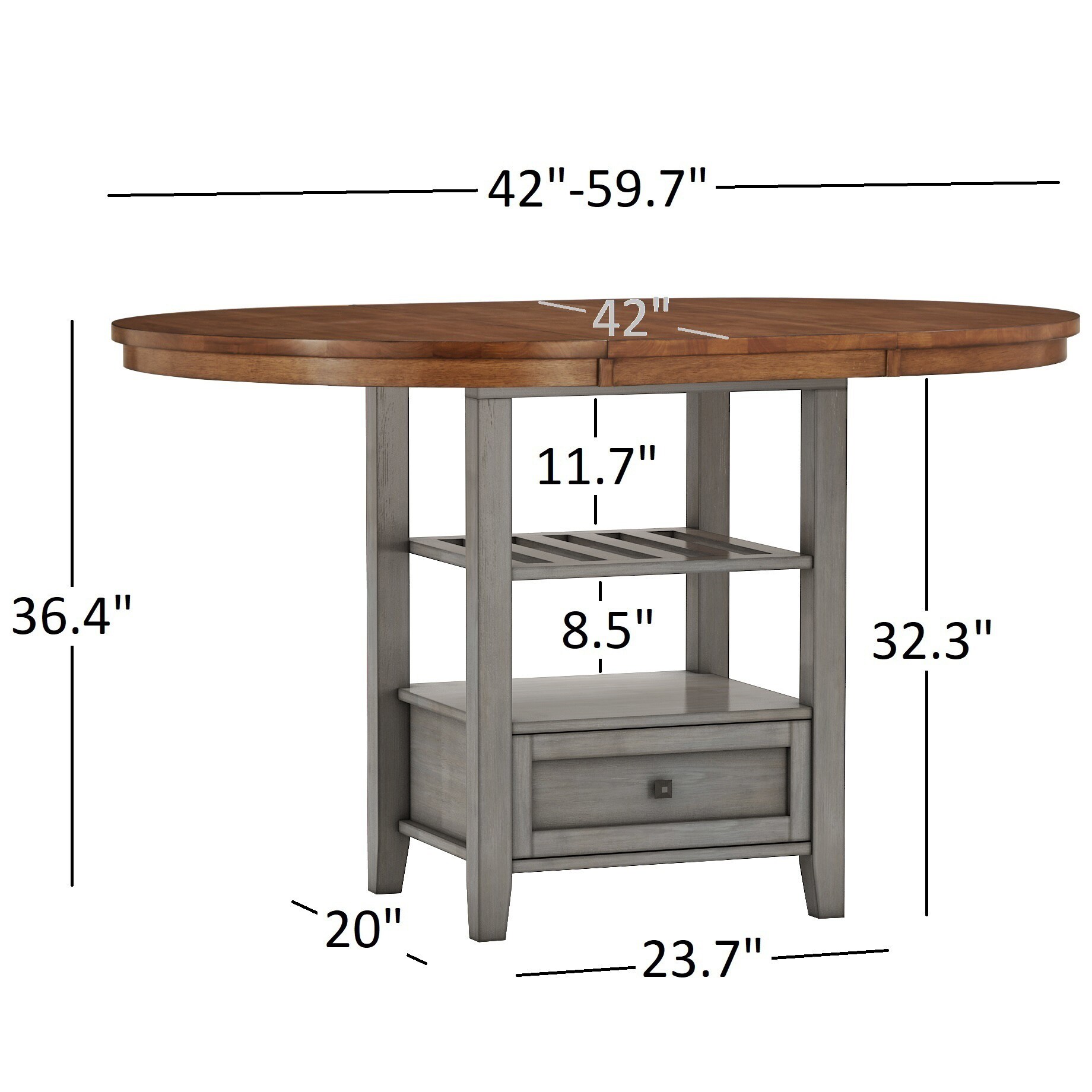 Shop Eleanor Solid Wood Oval Extendable Counter Height Pedestal