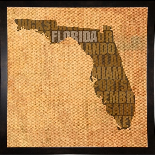 Florida State Words Framed Print 11.75"x11.75" by David Bowman
