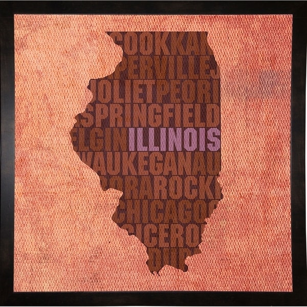 Illinois State Words Framed Print 11.75"x11.75" by David Bowman