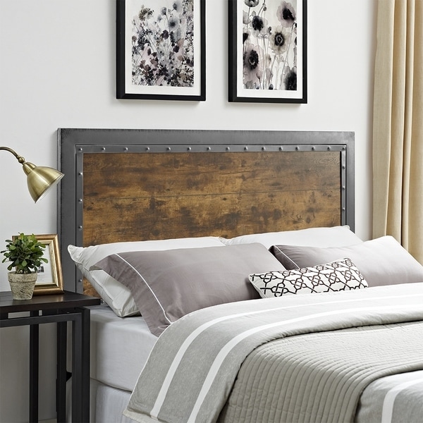 Carbon Loft Santos Industrial Wood and Metal Queen Headboard 