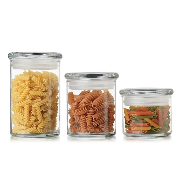 Libbey Cylinder Glass Storage Jars With Lids, 22-ounce, Set Of 3