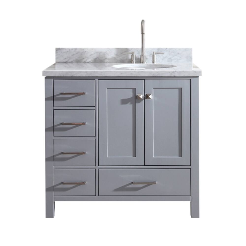 Ariel Cambridge 37" Single Sink Vanity Set W/ Right Offset Sink in Grey