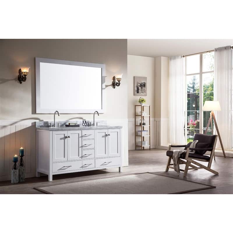 Ariel Cambridge 61" Double Sink Vanity Set In White