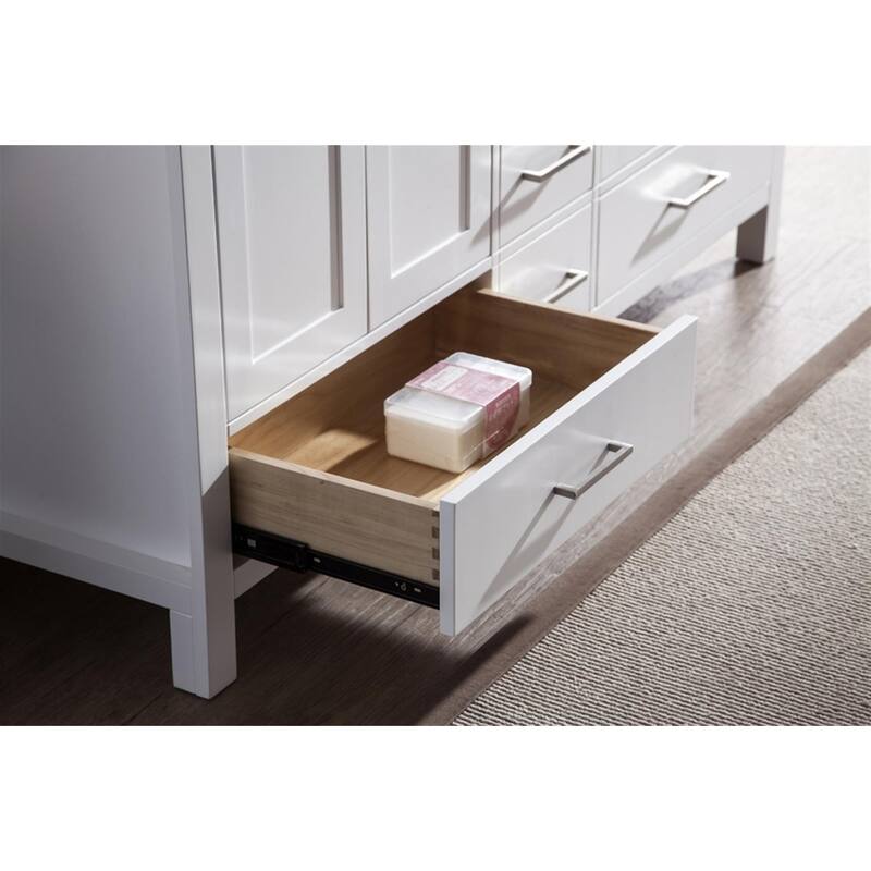 Ariel Cambridge 61" Double Sink Vanity Set In White