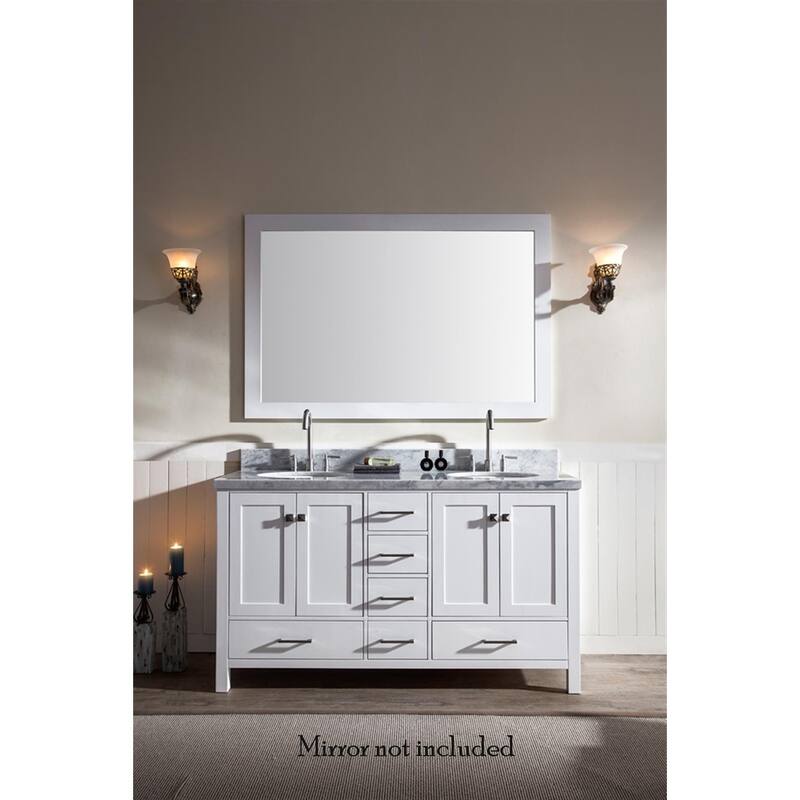 Ariel Cambridge 61" Double Sink Vanity Set In White