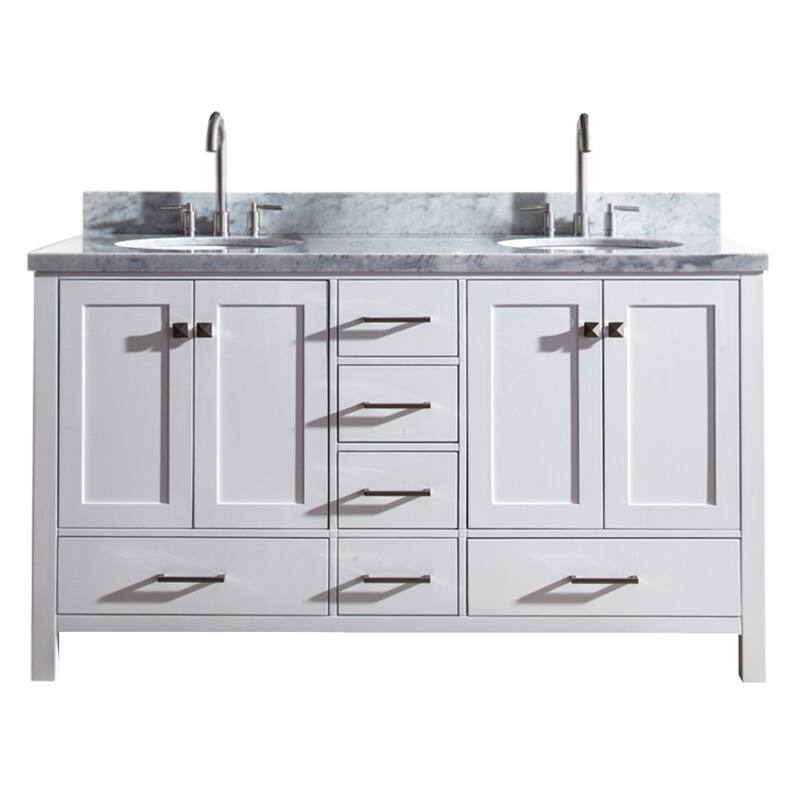 Ariel Cambridge 61" Double Sink Vanity Set In White