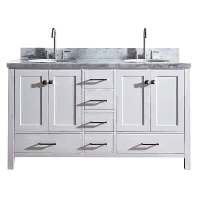 Ariel Cambridge 61" Double Sink Vanity Set In White